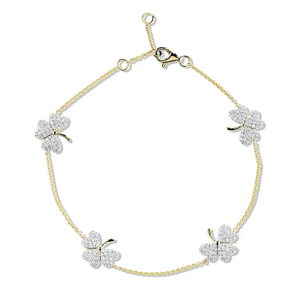 Lab Diamond Gold Shamrock Bracelet