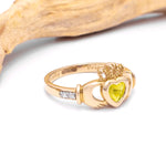 Yellow or White Gold Claddagh Birthstone Ring