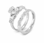 Claddagh Engagement & Wedding Ring Set Adorned With Precious Gemstones