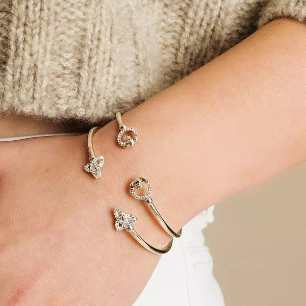 Silver Trinity Knot Bangle With Crystals