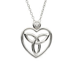 Silver Trinity Knot Heart Necklace with Crystal