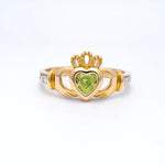 Yellow or White Gold Claddagh Birthstone Ring
