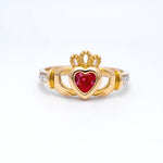 Yellow or White Gold Claddagh Birthstone Ring