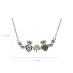 Family Birthstone Claddagh Shamrock Pendant