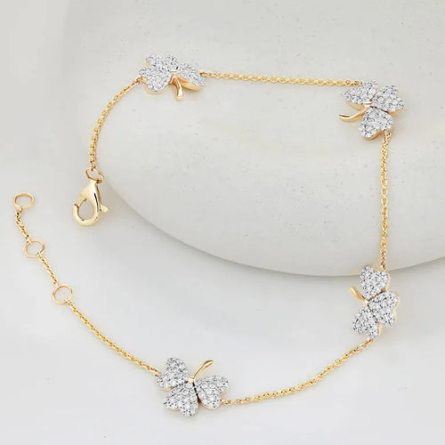 Lab Diamond Gold Shamrock Bracelet