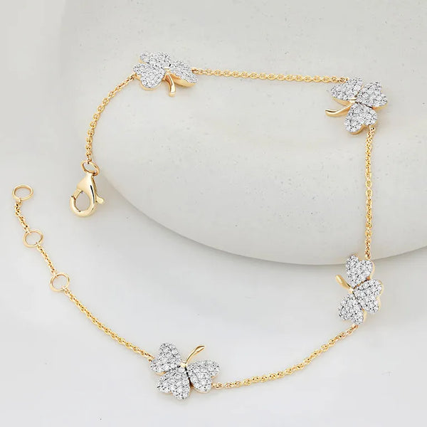 Lab Diamond Gold Shamrock Bracelet
