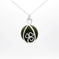 Connemara Marble Sterling Silver Shamrock Necklace