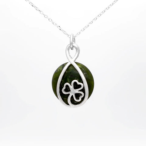 Connemara Marble Sterling Silver Shamrock Necklace