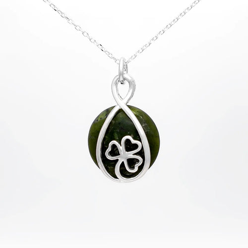 Connemara Marble Sterling Silver Shamrock Necklace