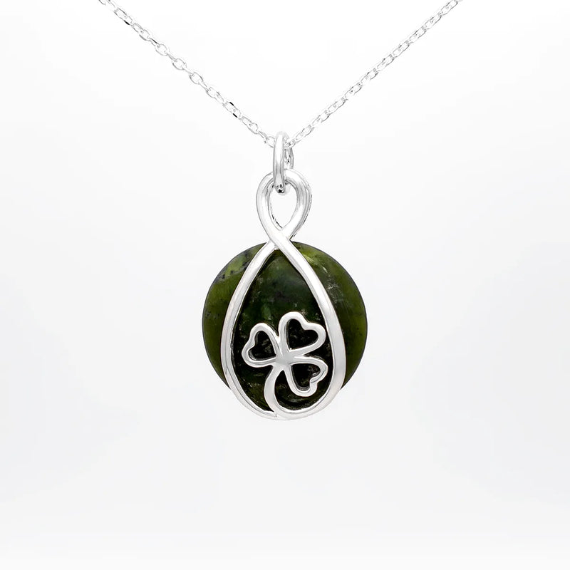 Connemara Marble Sterling Silver Shamrock Necklace