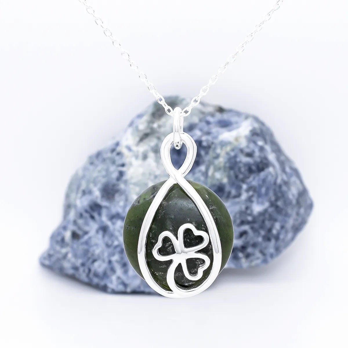 Connemara Marble Sterling Silver Shamrock Necklace – view 2