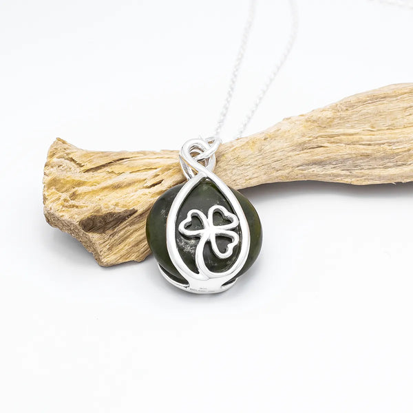 Connemara Marble Sterling Silver Shamrock Necklace