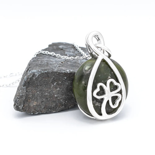 Connemara Marble Sterling Silver Shamrock Necklace