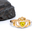 Yellow or White Gold Claddagh Birthstone Ring