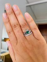 Claddagh Wedding Ring Set Adorned With Heartshaped Gemstone And Diamonds
