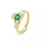 Claddagh Engagement Ring With Heart-shaped Precious Gemstone And Diamonds