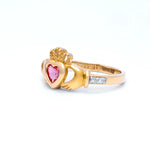 Yellow or White Gold Claddagh Birthstone Ring