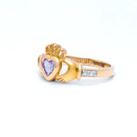Yellow or White Gold Claddagh Birthstone Ring