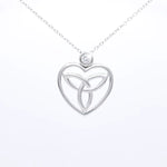 Silver Trinity Knot Heart Necklace with Crystal