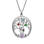 Birthstone Family Claddagh Tree of Life Necklace