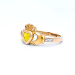 Yellow or White Gold Claddagh Birthstone Ring