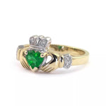 Claddagh Engagement Ring With Heart-shaped Precious Gemstone And Diamonds
