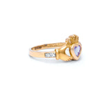Yellow or White Gold Claddagh Birthstone Ring