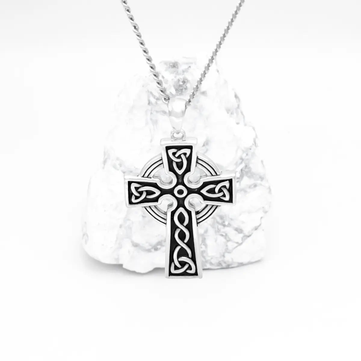Celtic Cross Pendant in Oxidized Sterling Silver – view 4