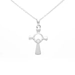 Sterling Silver Celtic Cross Claddagh Pendant