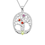 Birthstone Family Claddagh Tree of Life Necklace