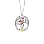 Birthstone Family Claddagh Tree of Life Necklace