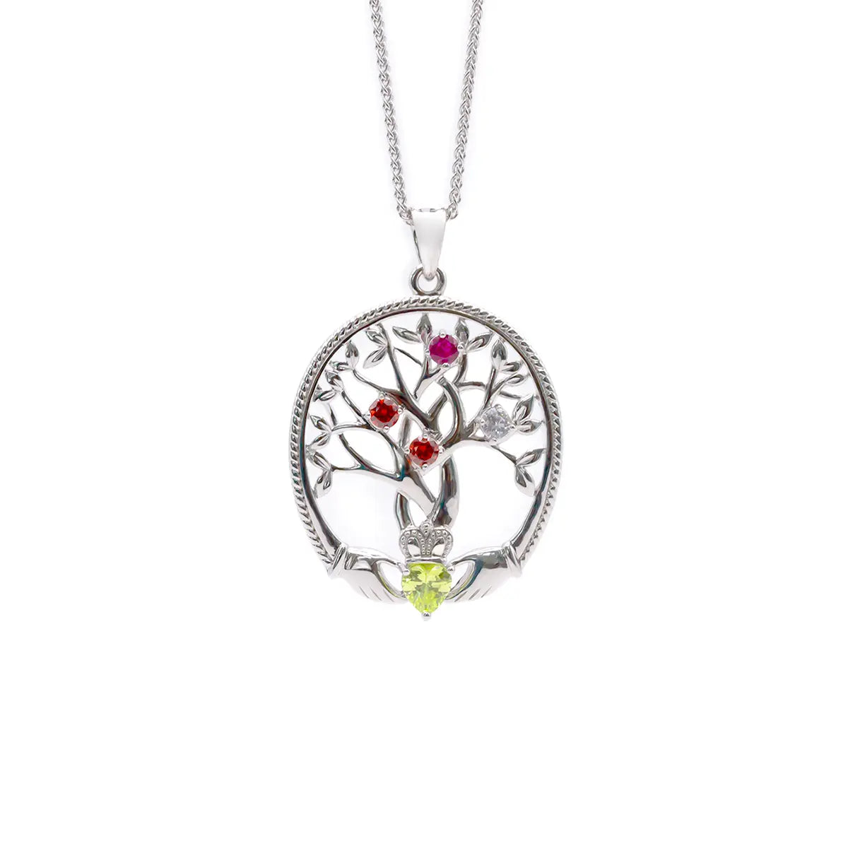 Birthstone Family Claddagh Tree of Life Necklace – view 20