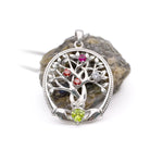 Birthstone Family Claddagh Tree of Life Necklace
