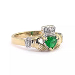 Claddagh Engagement Ring With Heart-shaped Precious Gemstone And Diamonds
