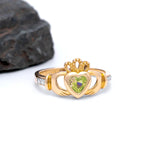 Yellow or White Gold Claddagh Birthstone Ring