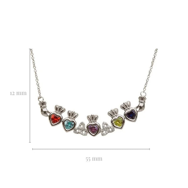 Family Birthstone Claddagh Trinity Knot Pendant