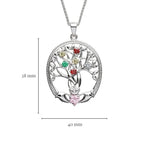 Birthstone Family Claddagh Tree of Life Necklace