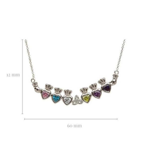 Family Birthstone Claddagh Trinity Knot Pendant