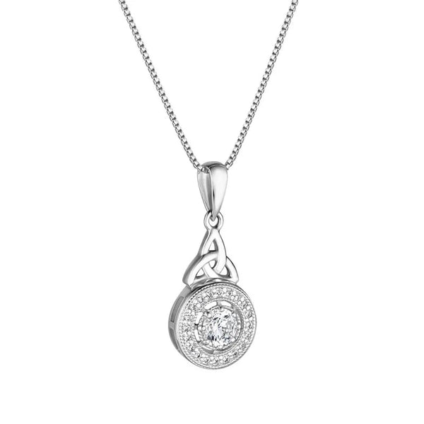 Silver Trinity Knot Necklace With Cubic Zirconia