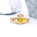 Yellow or White Gold Claddagh Birthstone Ring