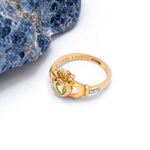 Yellow or White Gold Claddagh Birthstone Ring