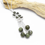 Connemara Marble Sterling Silver Double Shamrock Necklace