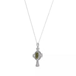 Oval Connemara Marble Sterling Silver Celtic Cross Pendant