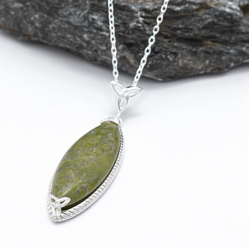 Connemara Marble Trinity Knot Marquise Pendant