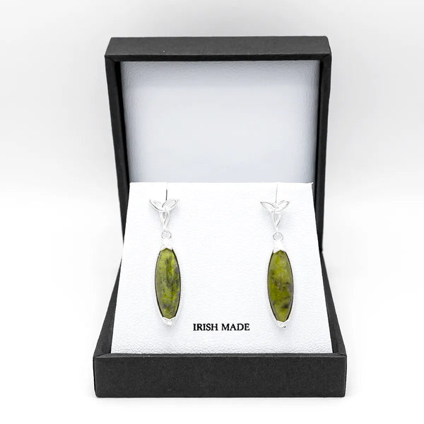 Connemara Marble Trinity Knot Marquise Earrings