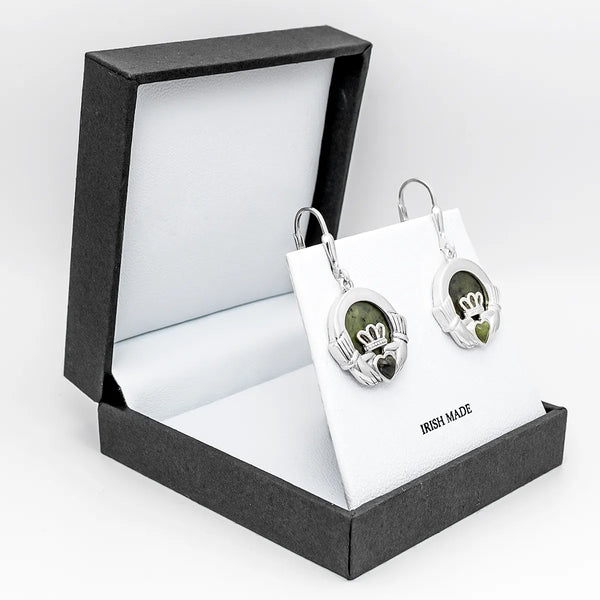 Connemara Marble Claddagh Drop Earrings