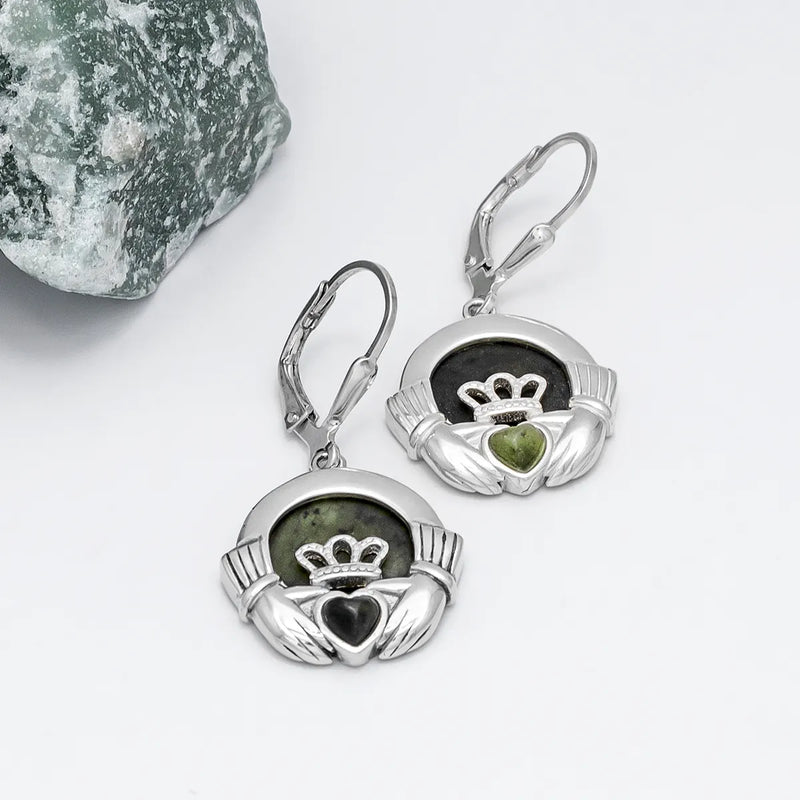 Connemara Marble Claddagh Drop Earrings