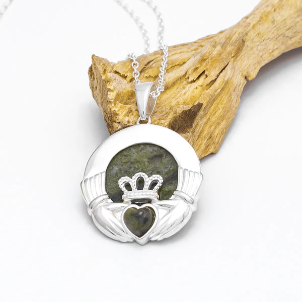 Connemara Marble Irish Claddagh Pendant