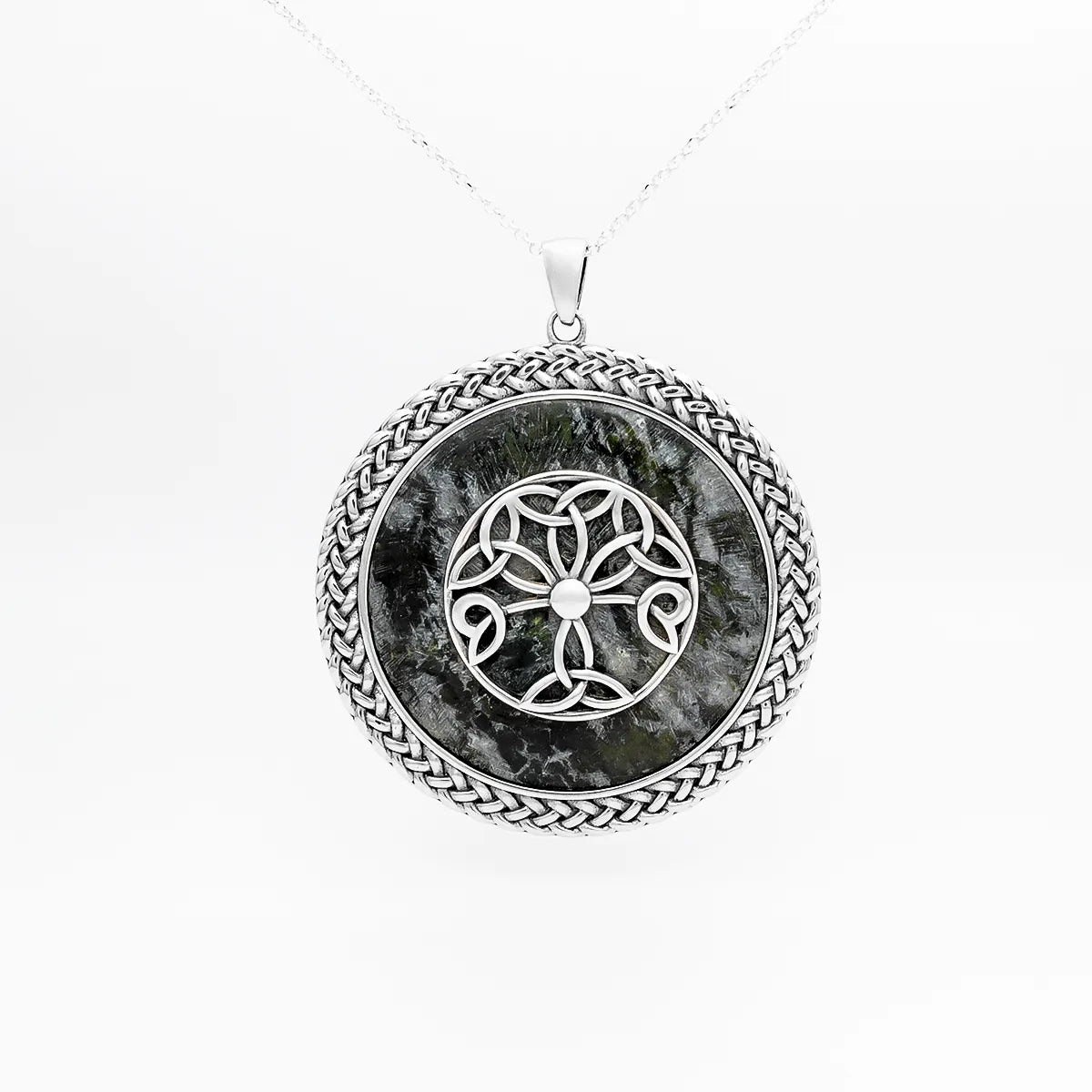 Connemara Marble Large Celtic Tree of Life Pendant – view 2