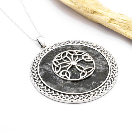 Connemara Marble Large Celtic Tree of Life Pendant